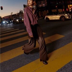 Zara Oversized Striped poplin shirt size XL